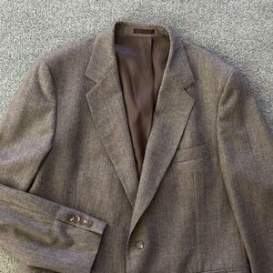 English Manor Sport Coat Men 44 Long Wool Tweed Check Blazer Jacket Vintage BRN